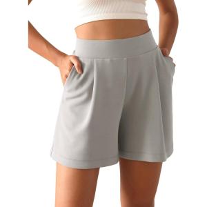 imageODODOS Modal Soft Wide Leg Shorts for Women High Waist Casual Relaxed Shorts with PocketsInseam 4quot 6quotLight Gray