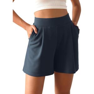 imageODODOS Modal Soft Wide Leg Shorts for Women High Waist Casual Relaxed Shorts with PocketsInseam 4quot 6quotNavy