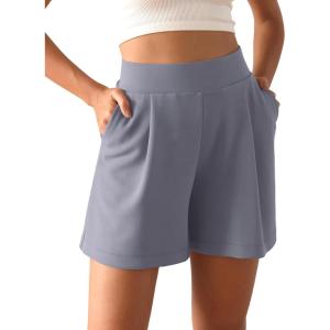 imageODODOS Modal Soft Wide Leg Shorts for Women High Waist Casual Relaxed Shorts with PocketsInseam 4quot 6quotPurple Gray
