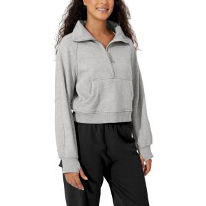 imageODODOS Womens Fleece Lined Half Zip Sweatshirts Funnel Neck Long Sleeve Oversized Pullover Fall Winter OutfitsHeather Grey