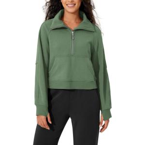 imageODODOS Womens Fleece Lined Half Zip Sweatshirts Funnel Neck Long Sleeve Oversized Pullover Fall Winter OutfitsMedium Olive