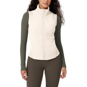 imageODODOS Womens Padded Vest with Pockets Athletic Stand Collar Sleeveless Warm Outerwear Zip Up GiletWhite