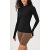 imageODODOS Cloud Feeling Long Sleeve Shirts with Thumb Hole for Women Mock Neck Yoga TShirts Workout TopsBlack