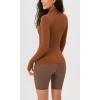 imageODODOS Cloud Feeling Long Sleeve Shirts with Thumb Hole for Women Mock Neck Yoga TShirts Workout TopsCaramel