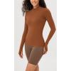 imageODODOS Cloud Feeling Long Sleeve Shirts with Thumb Hole for Women Mock Neck Yoga TShirts Workout TopsCaramel