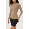 imageODODOS Cloud Feeling Long Sleeve Shirts with Thumb Hole for Women Mock Neck Yoga TShirts Workout TopsLight Brown