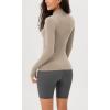 imageODODOS Cloud Feeling Long Sleeve Shirts with Thumb Hole for Women Mock Neck Yoga TShirts Workout TopsShaker Beige