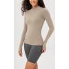 imageODODOS Cloud Feeling Long Sleeve Shirts with Thumb Hole for Women Mock Neck Yoga TShirts Workout TopsShaker Beige