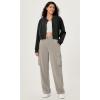 imageODODOS Modal Soft FullZip Bomber Jacket for Women Long Sleeve Casual Fall Outfit Crop Top with PocketsBlack