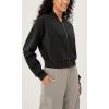 imageODODOS Modal Soft FullZip Bomber Jacket for Women Long Sleeve Casual Fall Outfit Crop Top with PocketsBlack