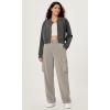 imageODODOS Modal Soft FullZip Bomber Jacket for Women Long Sleeve Casual Fall Outfit Crop Top with PocketsCharcoal