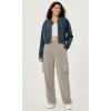 imageODODOS Modal Soft FullZip Bomber Jacket for Women Long Sleeve Casual Fall Outfit Crop Top with PocketsDeep Blue