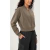 imageODODOS Modal Soft FullZip Bomber Jacket for Women Long Sleeve Casual Fall Outfit Crop Top with PocketsEspresso
