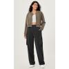 imageODODOS Modal Soft FullZip Bomber Jacket for Women Long Sleeve Casual Fall Outfit Crop Top with PocketsEspresso