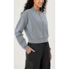 imageODODOS Modal Soft FullZip Bomber Jacket for Women Long Sleeve Casual Fall Outfit Crop Top with PocketsGrey Blue