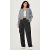 imageODODOS Modal Soft FullZip Bomber Jacket for Women Long Sleeve Casual Fall Outfit Crop Top with PocketsGrey Blue