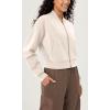 imageODODOS Modal Soft FullZip Bomber Jacket for Women Long Sleeve Casual Fall Outfit Crop Top with PocketsIvory