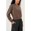 imageODODOS Modal Soft FullZip Bomber Jacket for Women Long Sleeve Casual Fall Outfit Crop Top with PocketsNutria