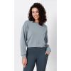 imageODODOS Modal Soft Long Sleeve Cropped Sweatshirts for Women Oversized Crew Neck Pullover Crop TopGrey Blue