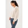 imageODODOS Modal Soft Long Sleeve Cropped Sweatshirts for Women Oversized Crew Neck Pullover Crop TopIvory Fleeced