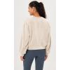 imageODODOS Modal Soft Long Sleeve Cropped Sweatshirts for Women Oversized Crew Neck Pullover Crop TopIvory Fleeced