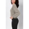 imageODODOS Modal Soft Long Sleeve Cropped Sweatshirts for Women Oversized Crew Neck Pullover Crop TopKhaki