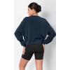 imageODODOS Modal Soft Long Sleeve Cropped Sweatshirts for Women Oversized Crew Neck Pullover Crop TopNavy