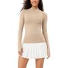 imageODODOS Cloud Feeling Long Sleeve Shirts with Thumb Hole for Women Mock Neck Yoga TShirts Workout TopsBeige