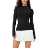 imageODODOS Cloud Feeling Long Sleeve Shirts with Thumb Hole for Women Mock Neck Yoga TShirts Workout TopsBlack