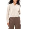 imageODODOS Modal Soft FullZip Bomber Jacket for Women Long Sleeve Casual Fall Outfit Crop Top with PocketsIvory