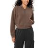 imageODODOS Modal Soft FullZip Bomber Jacket for Women Long Sleeve Casual Fall Outfit Crop Top with PocketsNutria