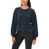 imageODODOS Modal Soft Long Sleeve Cropped Sweatshirts for Women Oversized Crew Neck Pullover Crop TopNavy Fleeced
