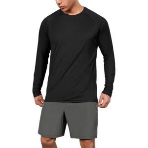 imageODODOS Mens Quick Dry Long Sleeve Shirts UPF 50 Sun Protection SPF Athletic Tops Workout Fishing TShirtsBlack