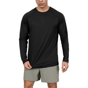 imageODODOS Mens Quick Dry Long Sleeve Shirts UPF 50 Sun Protection SPF Athletic Tops Workout Fishing TShirtsBlack Heather