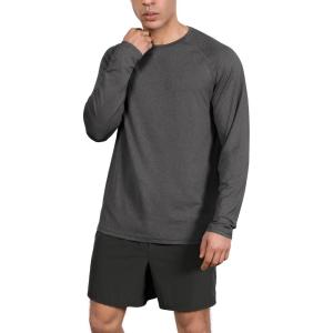 imageODODOS Mens Quick Dry Long Sleeve Shirts UPF 50 Sun Protection SPF Athletic Tops Workout Fishing TShirtsCharcoal Heather