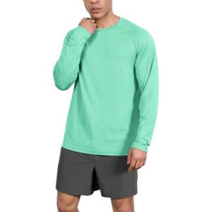 imageODODOS Mens Quick Dry Long Sleeve Shirts UPF 50 Sun Protection SPF Athletic Tops Workout Fishing TShirtsJade Heather