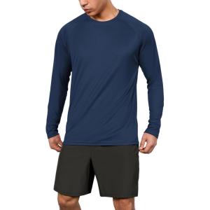 imageODODOS Mens Quick Dry Long Sleeve Shirts UPF 50 Sun Protection SPF Athletic Tops Workout Fishing TShirtsNavy