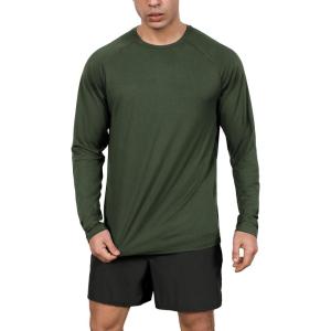 imageODODOS Mens Quick Dry Long Sleeve Shirts UPF 50 Sun Protection SPF Athletic Tops Workout Fishing TShirtsOlive Green Heather