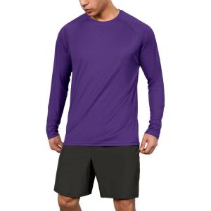 imageODODOS Mens Quick Dry Long Sleeve Shirts UPF 50 Sun Protection SPF Athletic Tops Workout Fishing TShirtsPurple
