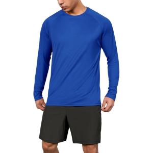 imageODODOS Mens Quick Dry Long Sleeve Shirts UPF 50 Sun Protection SPF Athletic Tops Workout Fishing TShirtsRoyal