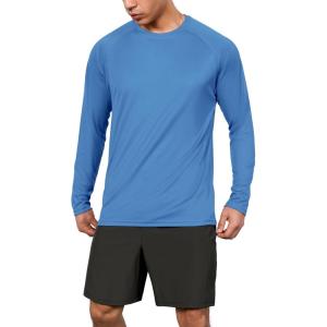 imageODODOS Mens Quick Dry Long Sleeve Shirts UPF 50 Sun Protection SPF Athletic Tops Workout Fishing TShirtsSky Blue