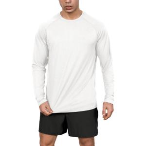 imageODODOS Mens Quick Dry Long Sleeve Shirts UPF 50 Sun Protection SPF Athletic Tops Workout Fishing TShirtsWhite Heather