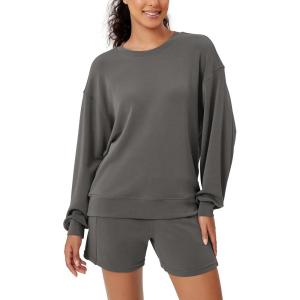 imageODODOS Modal Soft Oversized Sweatshirts for Women Crew Neck Long Sleeve Relaxed Pullover TopsCharcoal