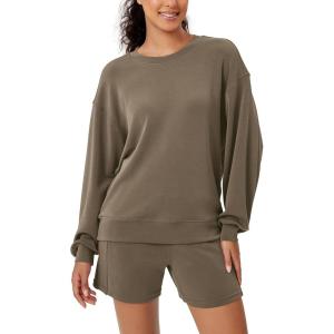 imageODODOS Modal Soft Oversized Sweatshirts for Women Crew Neck Long Sleeve Relaxed Pullover TopsEspresso