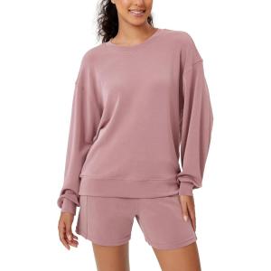 imageODODOS Modal Soft Oversized Sweatshirts for Women Crew Neck Long Sleeve Relaxed Pullover TopsLight Pink