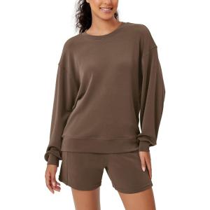 imageODODOS Modal Soft Oversized Sweatshirts for Women Crew Neck Long Sleeve Relaxed Pullover TopsNutria