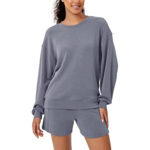 imageODODOS Modal Soft Oversized Sweatshirts for Women Crew Neck Long Sleeve Relaxed Pullover TopsPurple Gray
