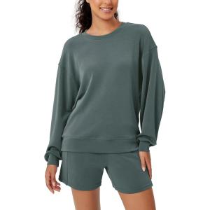 imageODODOS Modal Soft Oversized Sweatshirts for Women Crew Neck Long Sleeve Relaxed Pullover TopsSlate Green