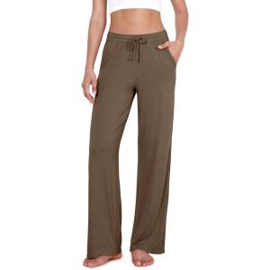 imageODODOS Womens Lounge Pants with Pockets Drawstring Lightweight Loose Comfy Casual Pajama Pants2830quot InseamBrownie