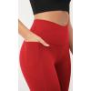 imageODODOS Cloud Feeling Crossover 78 Leggings with Pockets for Women 25quot  28quot V High Wasit Lounge Yoga PantsRed